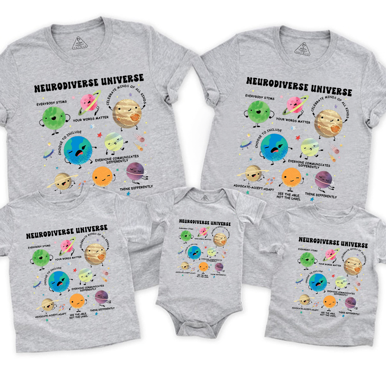 Neurodiverse Universe Family Matching Tees Beepumpkin
