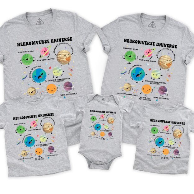 Neurodiverse Universe Family Matching Tees Beepumpkin