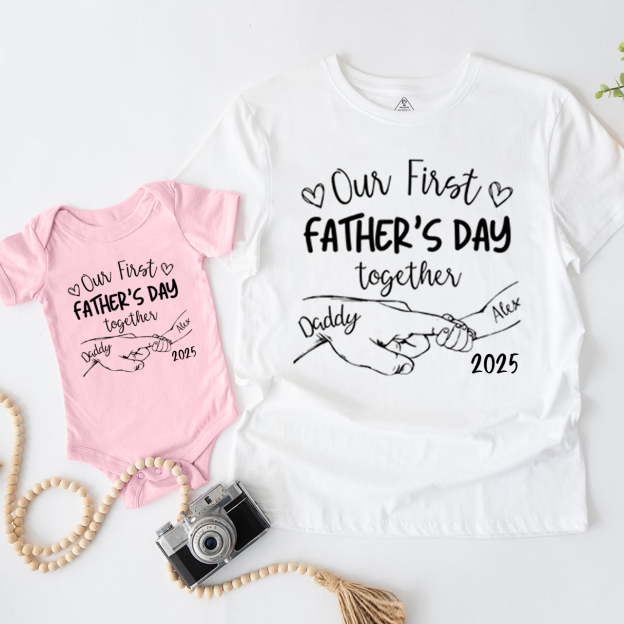Personalized Our First Fathers Day Dad&Me Matching Shirts 
