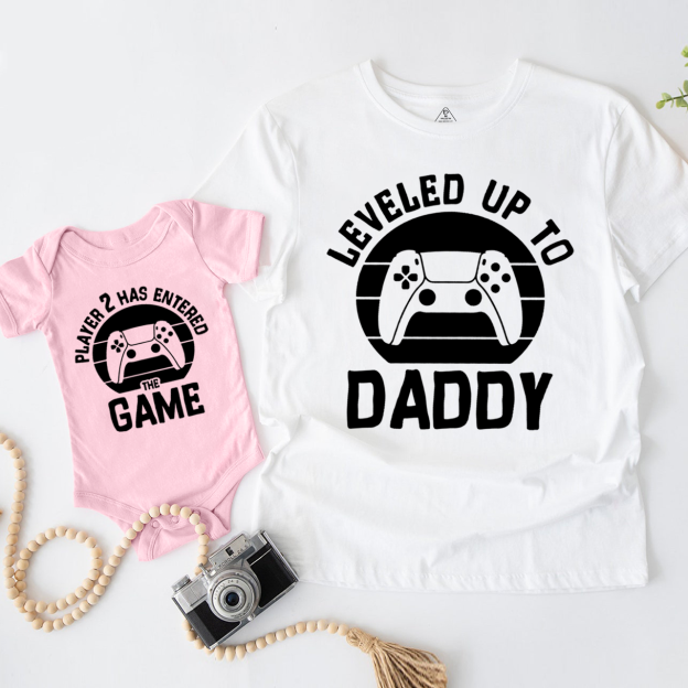 Leveled Up To Daddy Player 2 Has Entered The Game Dad&Me Matching Shirts 2