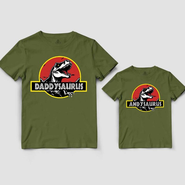 Personalised Name-saurus Dad&Me Matching Shirts