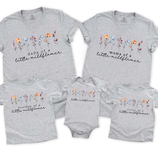 Boho Wildflower Birthday Family Matching Tees Beepumpkin