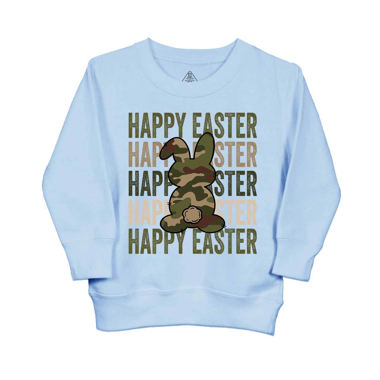 Easter Camouflage Happy Bunny Easter Kid's Sweatshirt