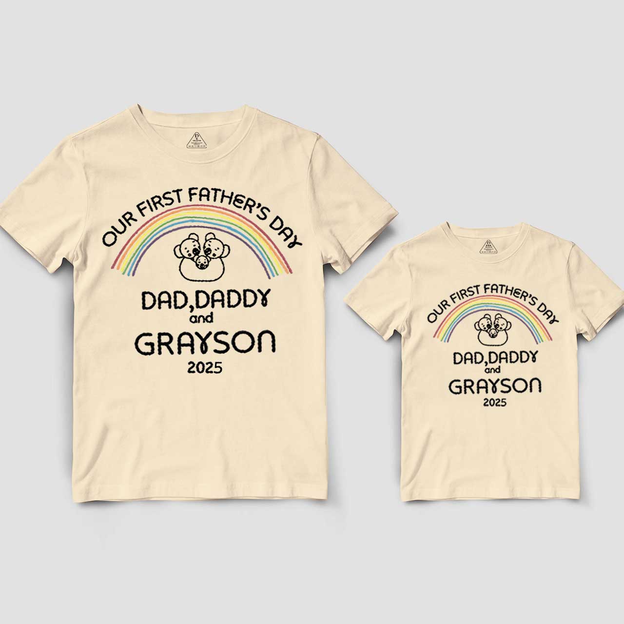 Out First Custom Name Lesbian Dad & Me Matching T-Shirts