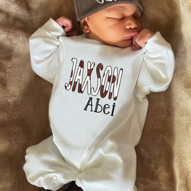 Personalized Retro Baby Romper&Hat Set