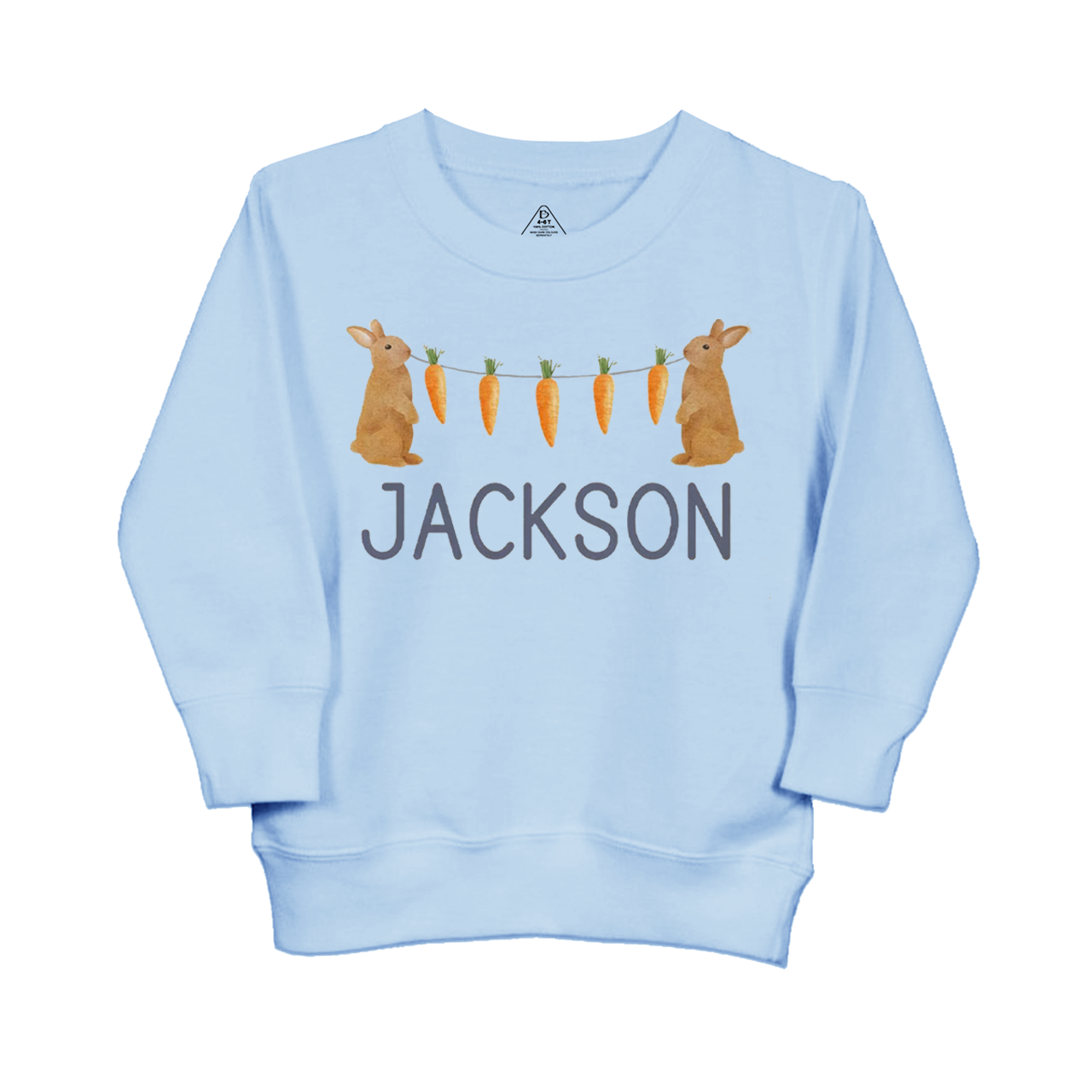 Personalized Name Bunny Carrot Easter Kid's Sweatshirt