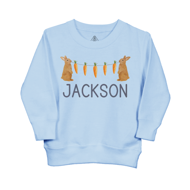Personalized Name Bunny Carrot Easter Kid's Sweatshirt