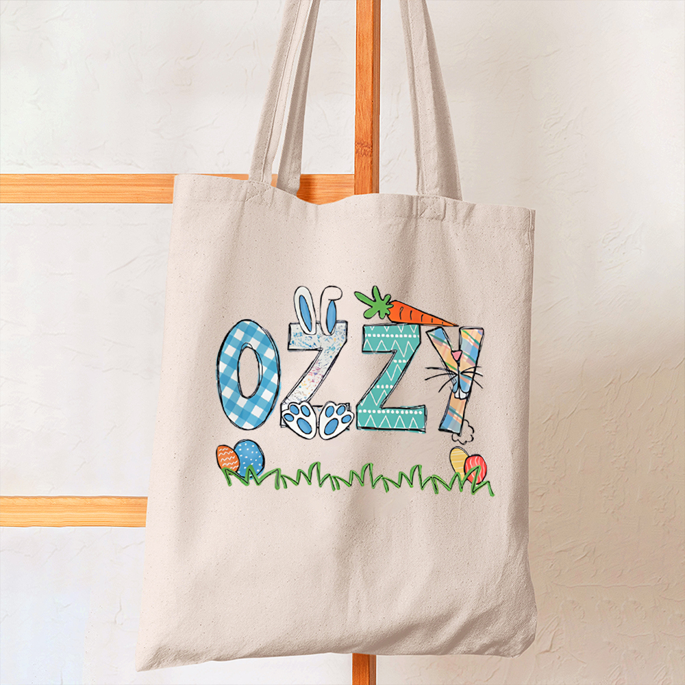 Personalized Alphabet Name Easter Bunny Tote Bag