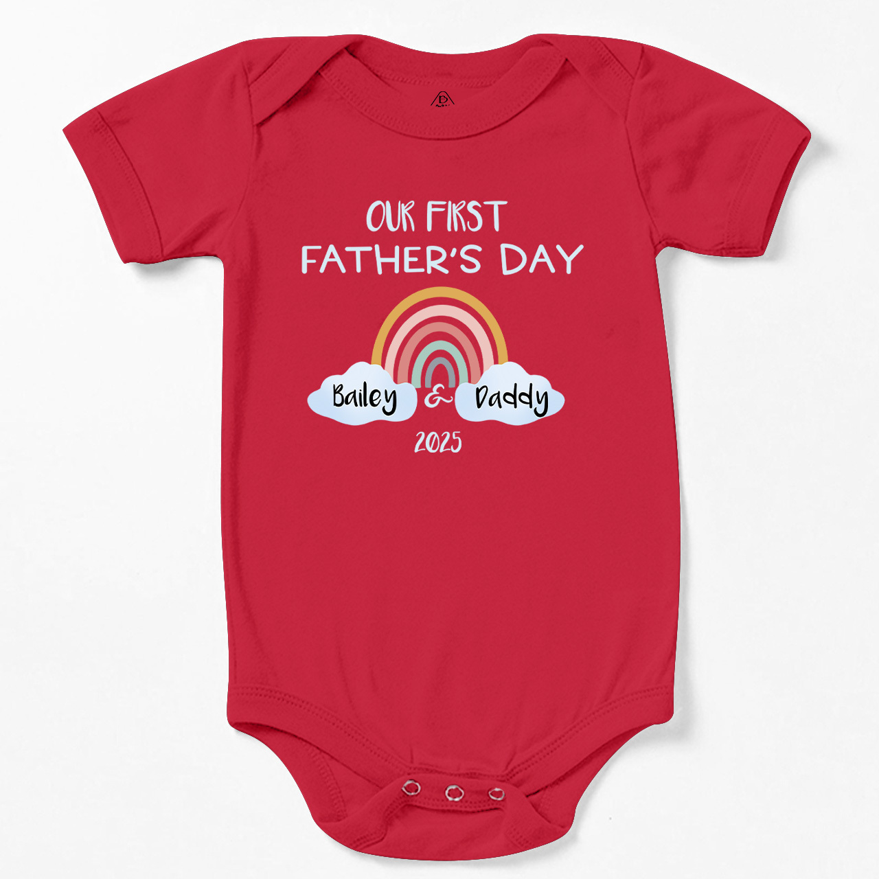 Personalization Our First Father's Day Rainbow Bodysuit For Baby