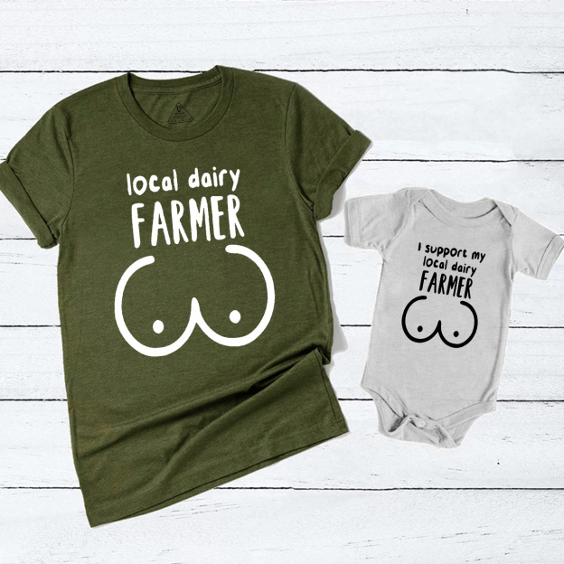 I Support My Local Dairy Farmer Mom&Me Matching Tees
