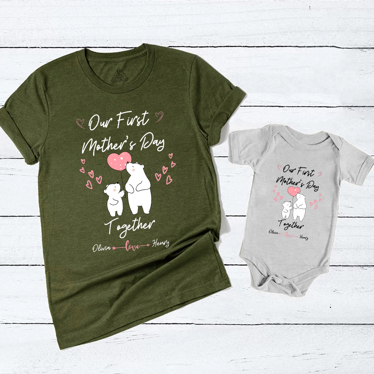 Personalized Bear Mommy And Me Matching Tees