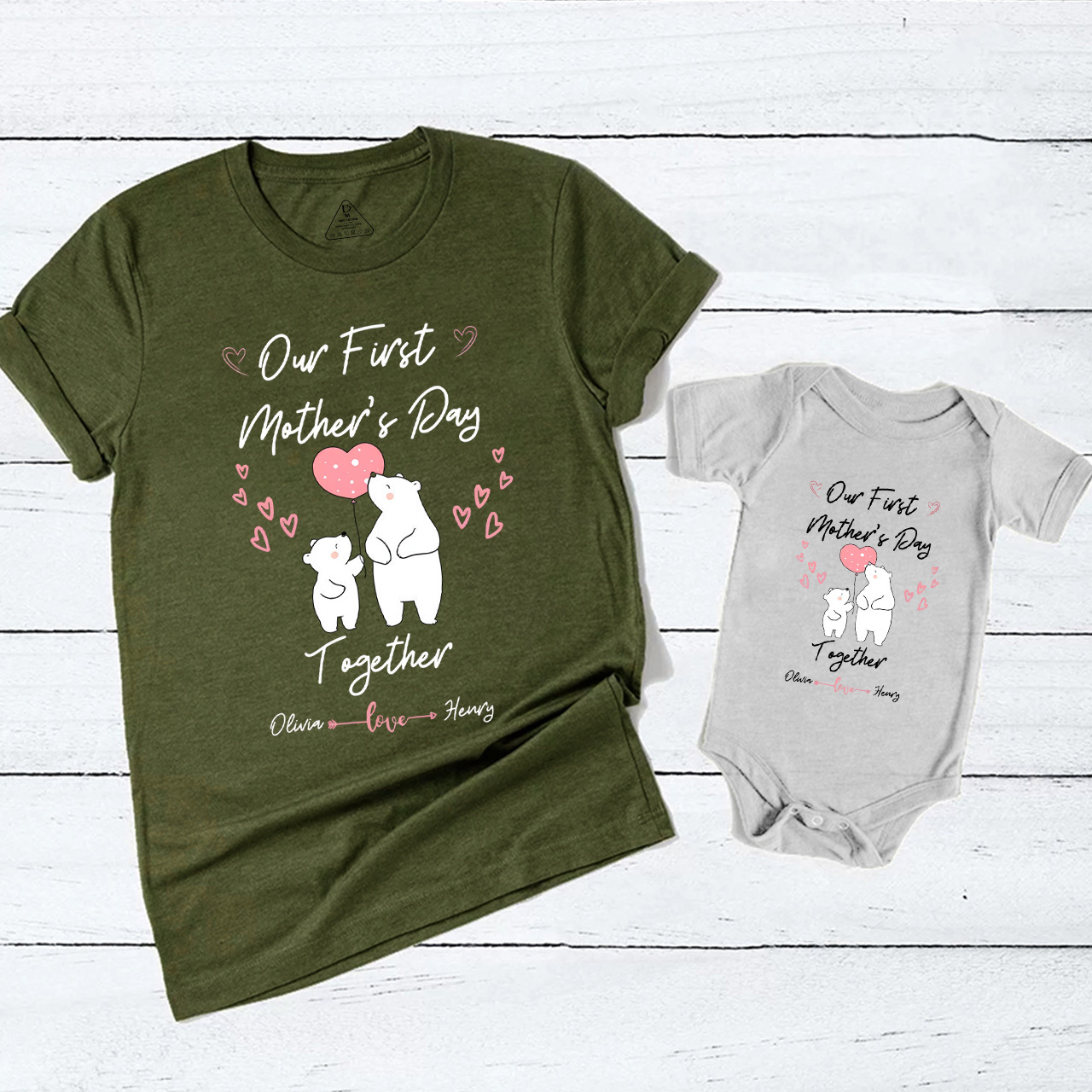 Personalized Bear Mommy And Me Matching Tees