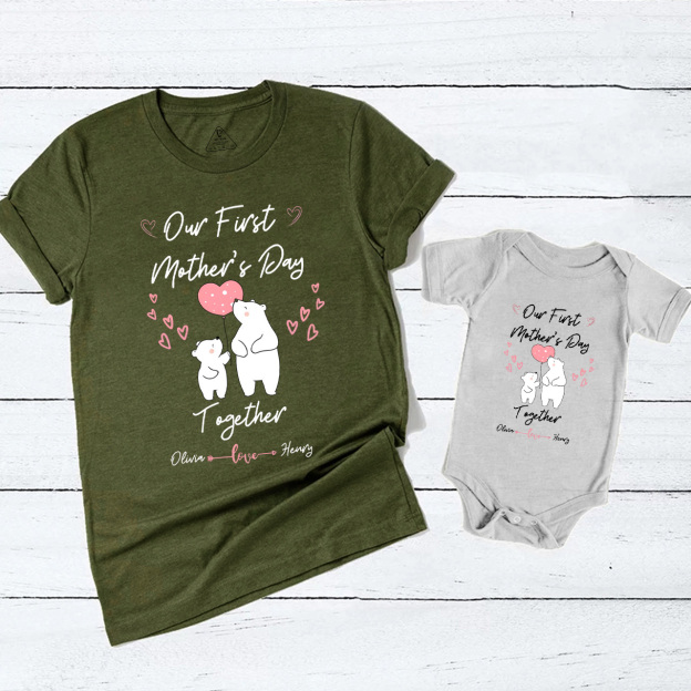 Personalized Bear Mommy And Me Matching Tees