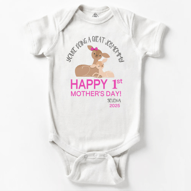 Happy 1st Mother's Day Deer Bodysuit For Baby