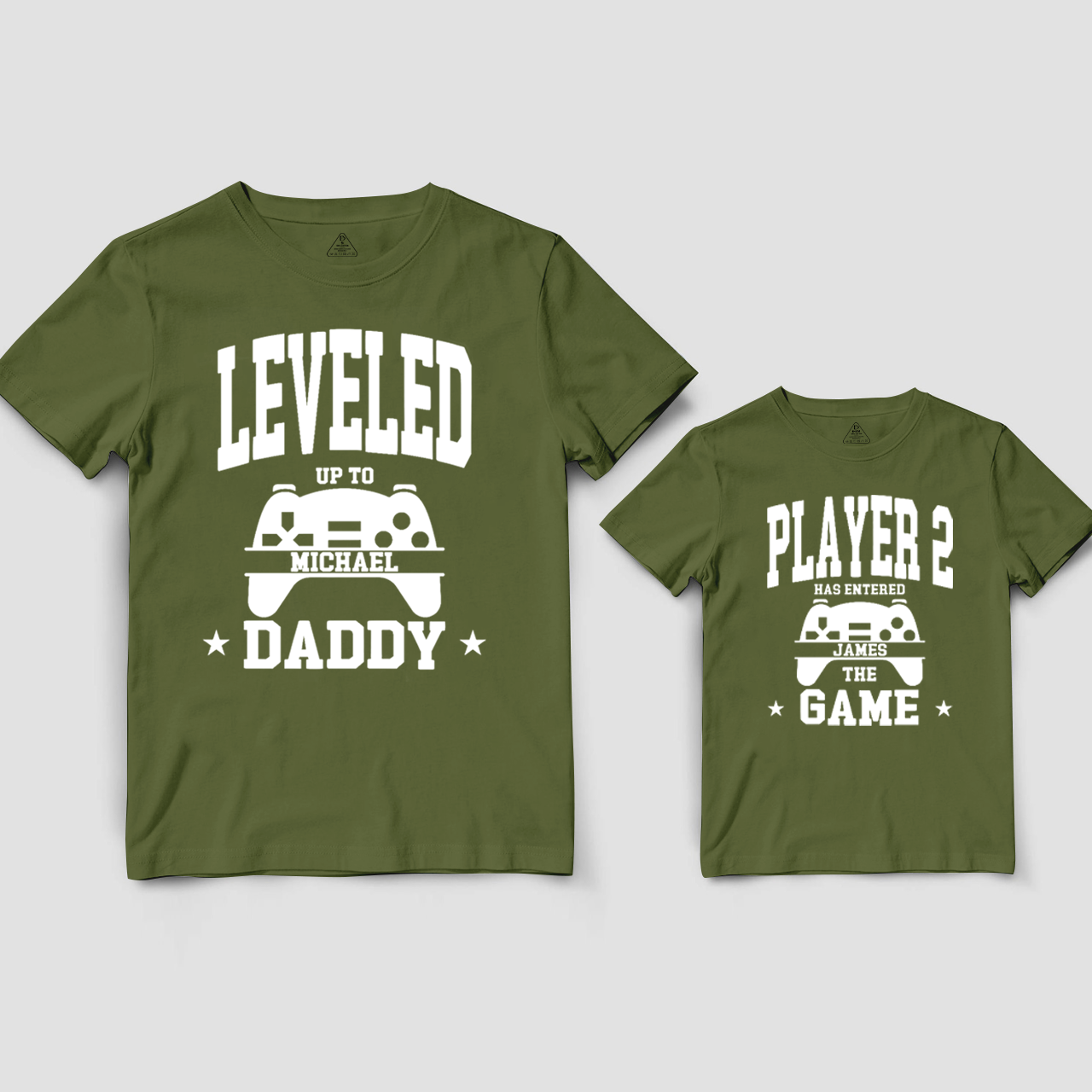 Personalized Leveled Up to Daddy Player 2 Dad&Me Matching Shirts
