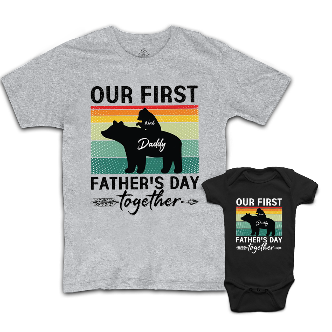 Personalized 1st Fathers Day Bear Dad&Me Matching Shirts