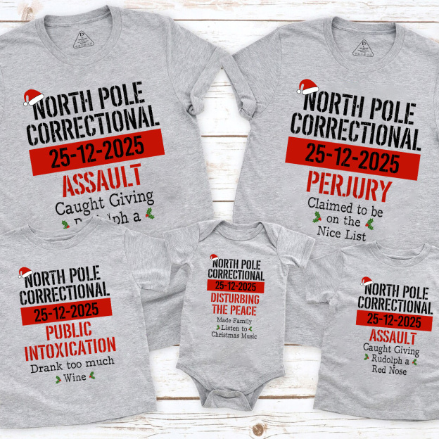 Funny Group Christmas North Pole Correctional Matching T-shirts Beepumpkin