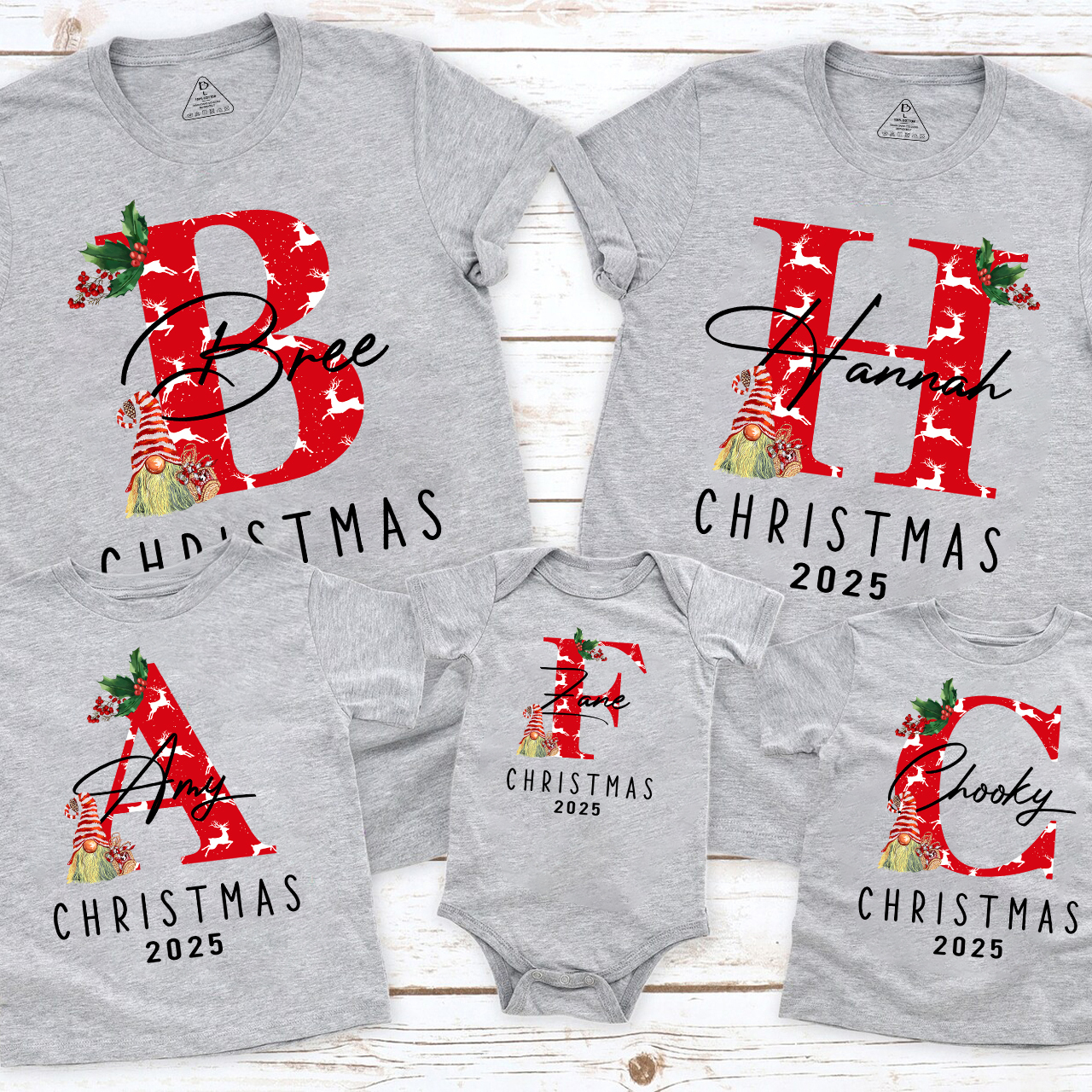 Personalized Monogrammed Family Christmas Gift Shirt