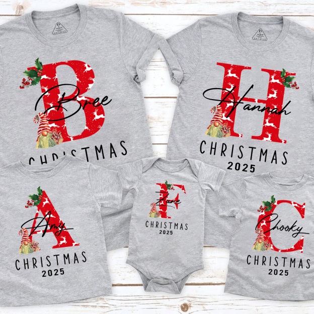 Personalized Monogrammed Family Christmas Gift Shirt