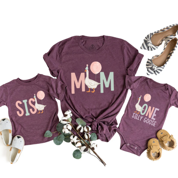 Personalized ONE Silly Goose Mom&Me Matching Tees
