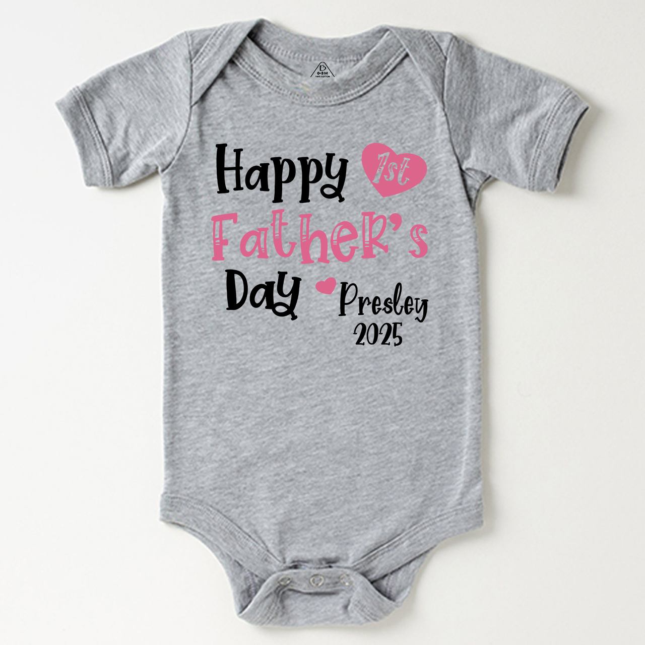 Happy 1st Father’s Day Pink Bodysuit Beepumpkin