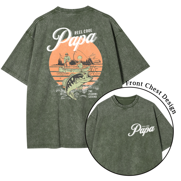 Personalized Cool Dad Fishing Washed T-Shirts