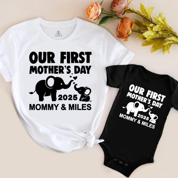 Elephant First Mothers Day Mom&Me Matching Tees