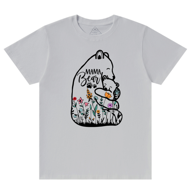 Cute Mama Bear And Baby With Wildflowers Tees