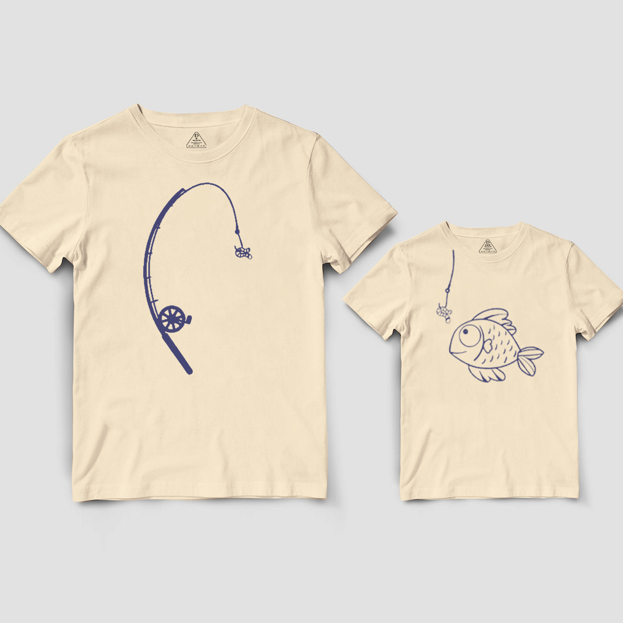 Matching Daddy And Me Tees With Fish And Fishing Pole