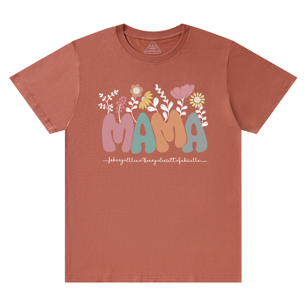 Personalized Floral Mom Shirt With Kids Names