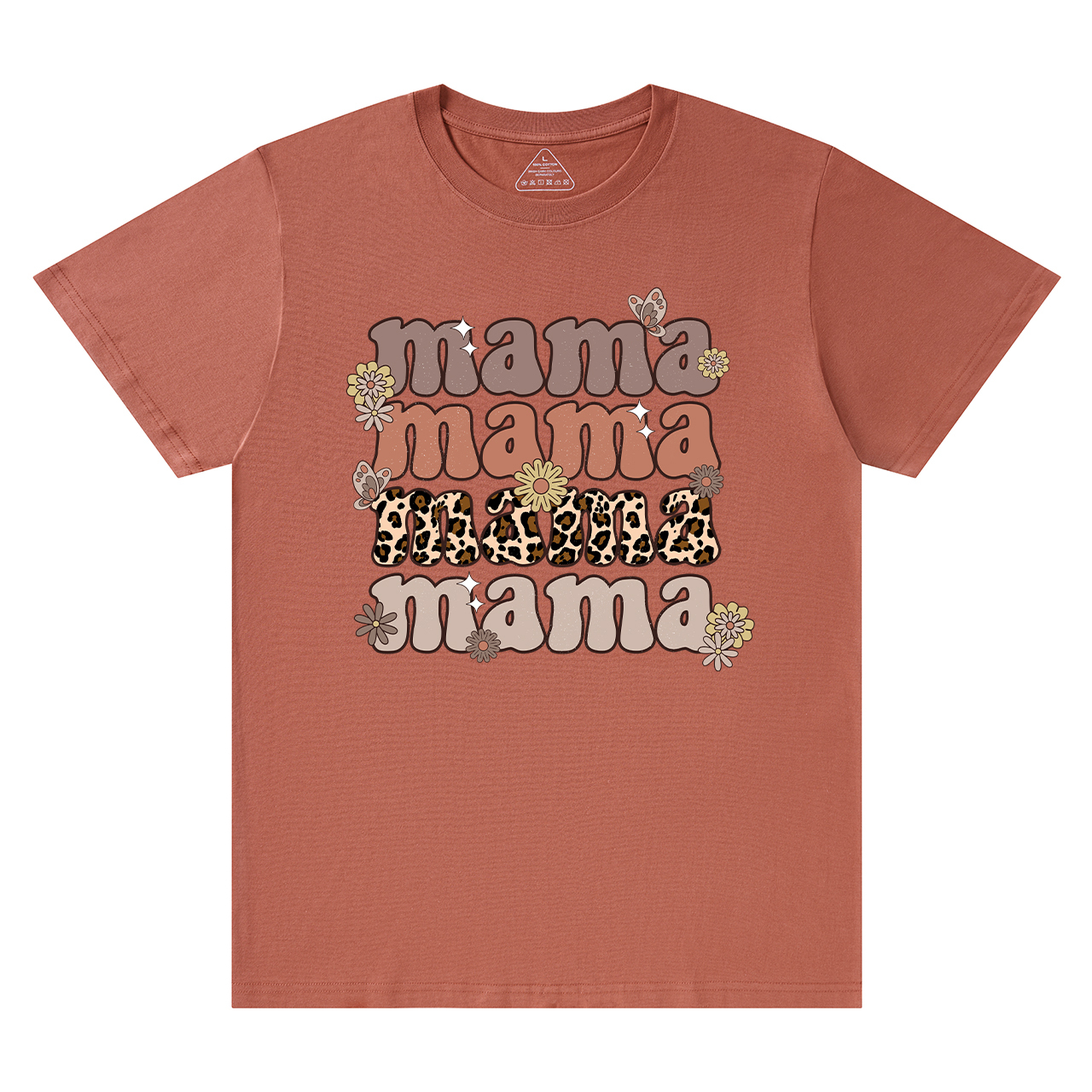 Leopard Mama Retro Flowers T-Shirt