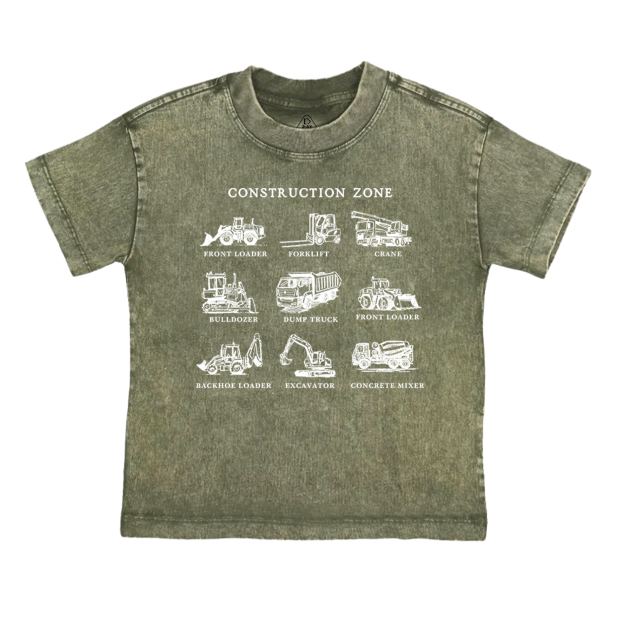 Construction Zone Toddler&Kids Washed Tees