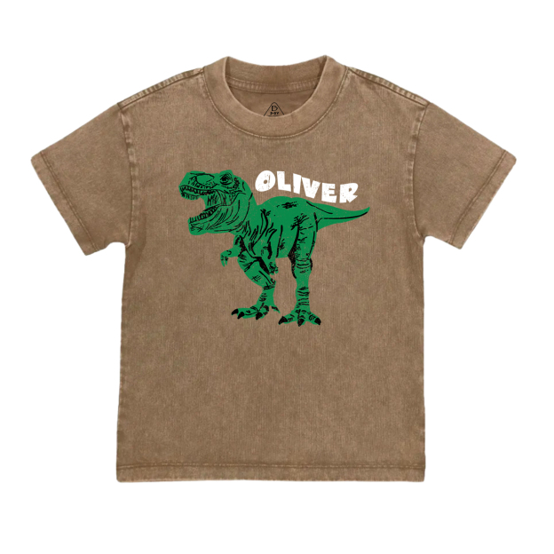  Personalized Dinosaur Toddler&Kids Washed Tees         