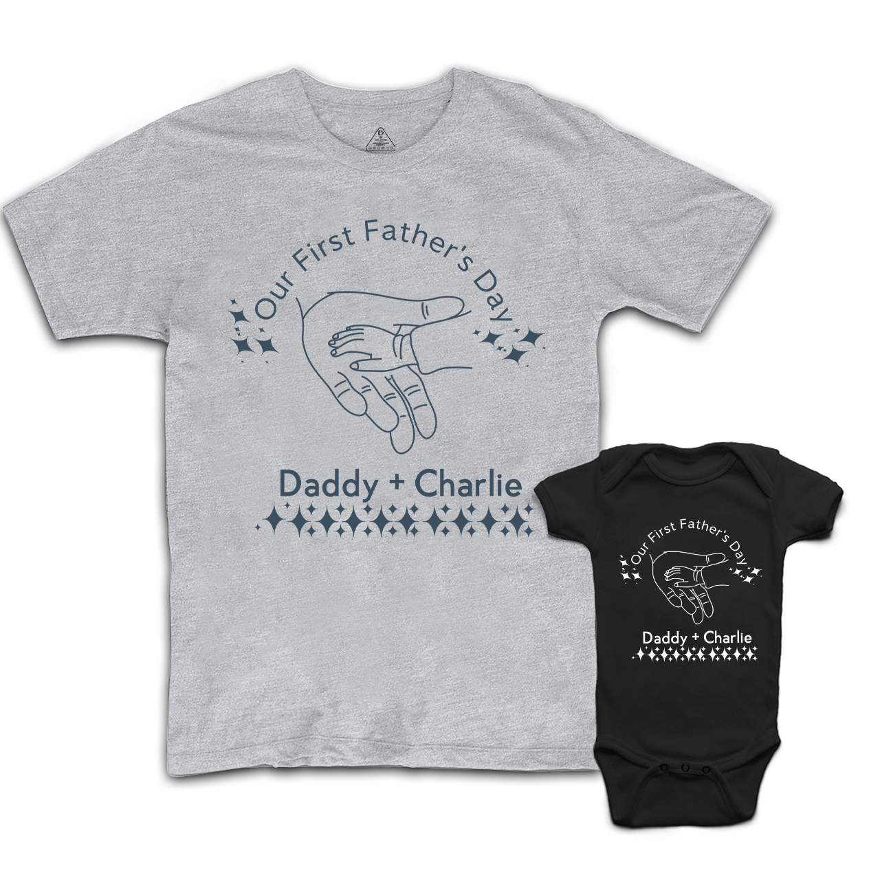 Personalized Hand Holding Tiny Hand Dad&Me Matching T-Shirts