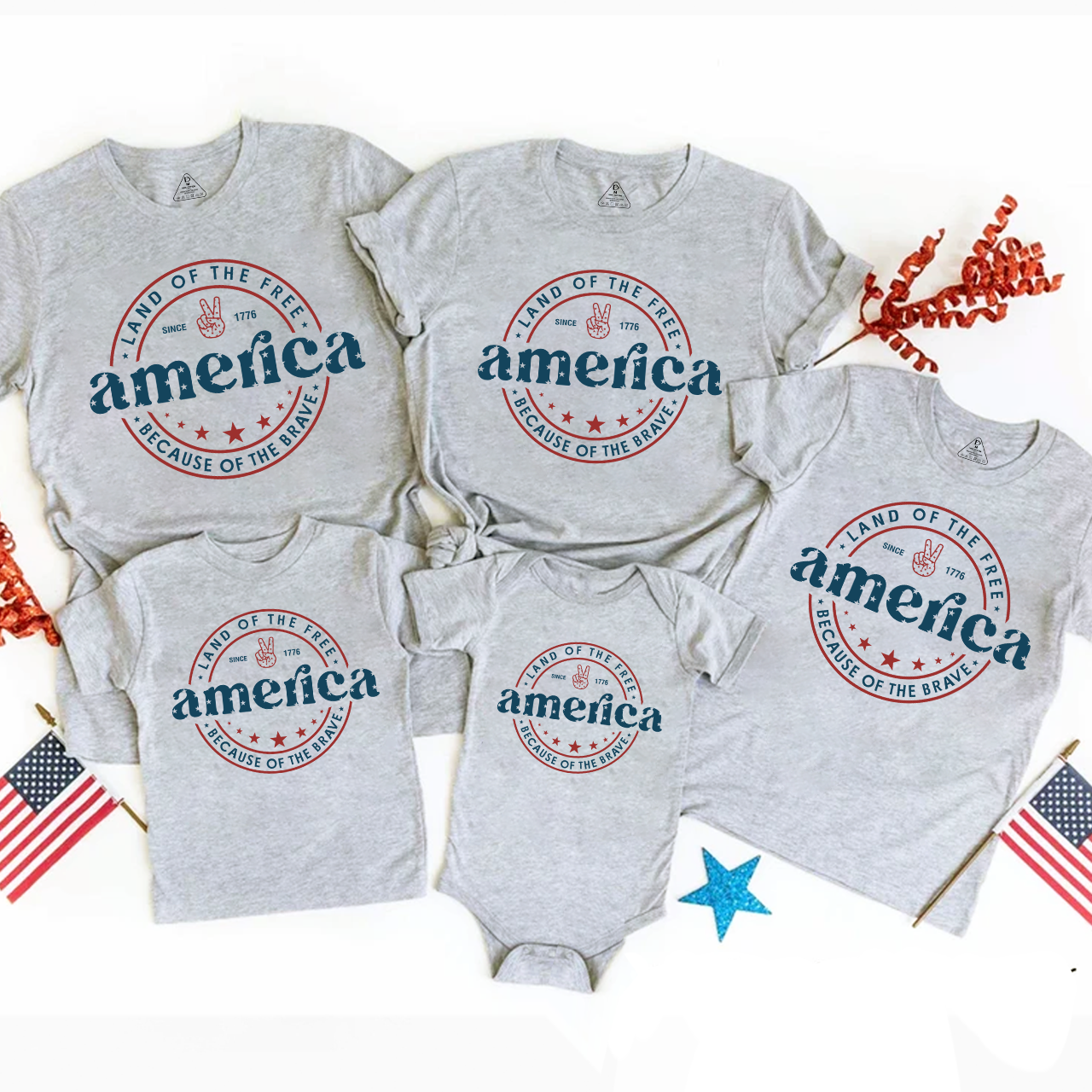 America Land Of The Free Because Of The Brave Family Matching Shirts