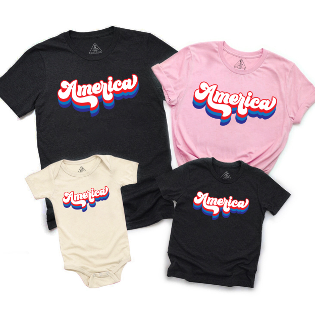 America Independence Day Family Matching Shirts