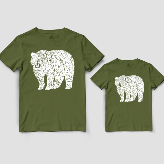 Organic Animal Bear Dad&Me Matching Shirts