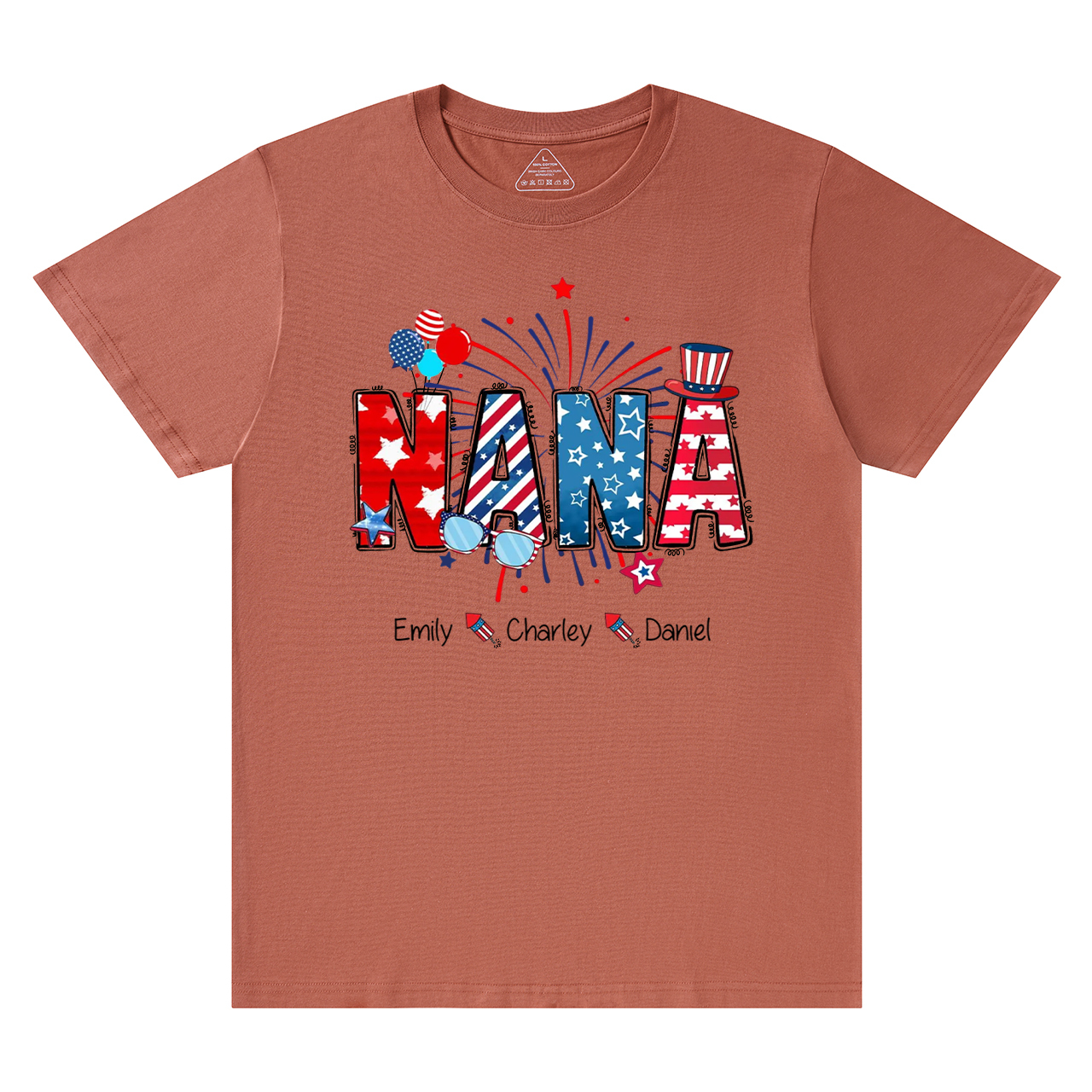 Personalized Patriotic Nana 4th Of July Grandma And Grandkid Name T-Shirts