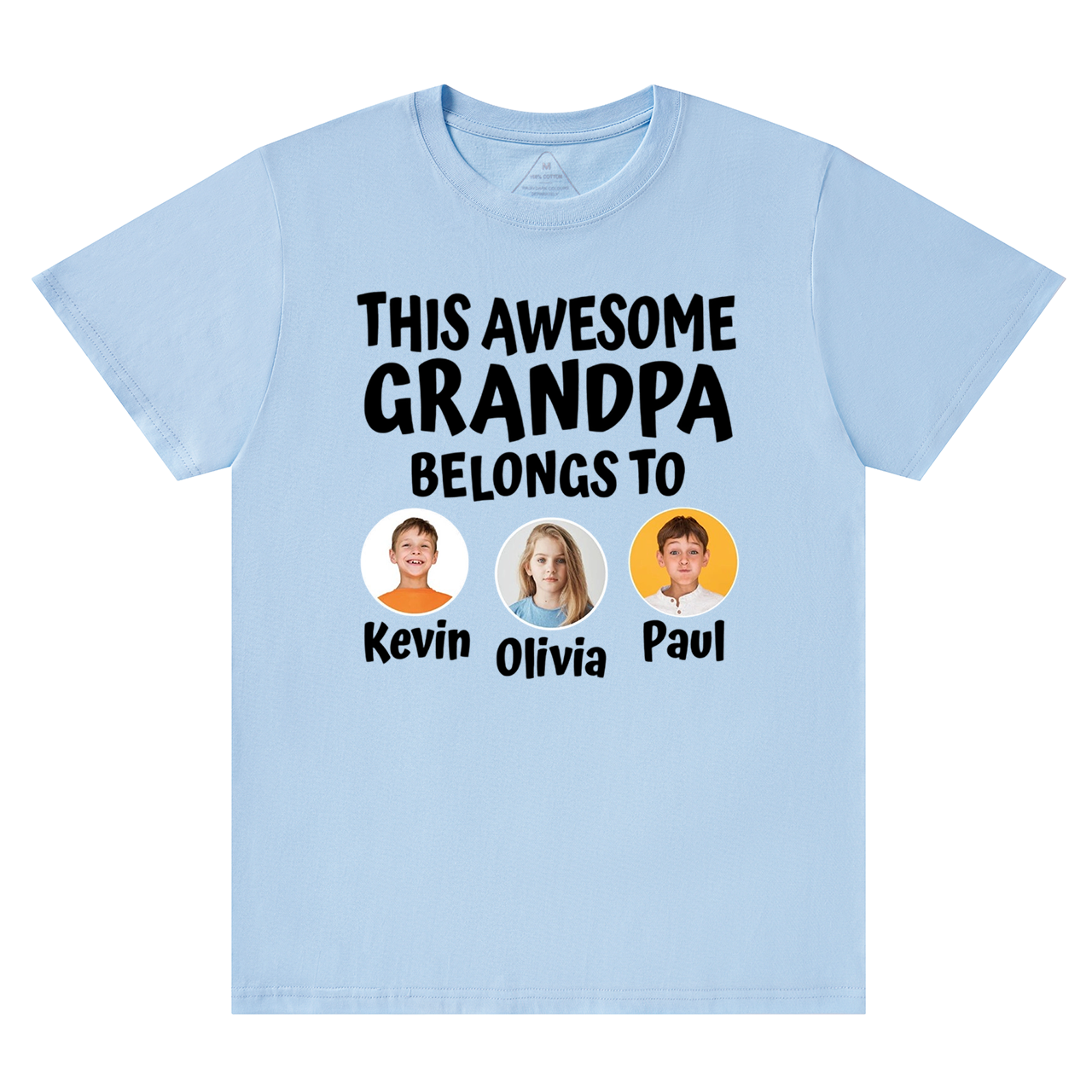 Personalized Grandpa With Grandkids Name And Photo T-shirt