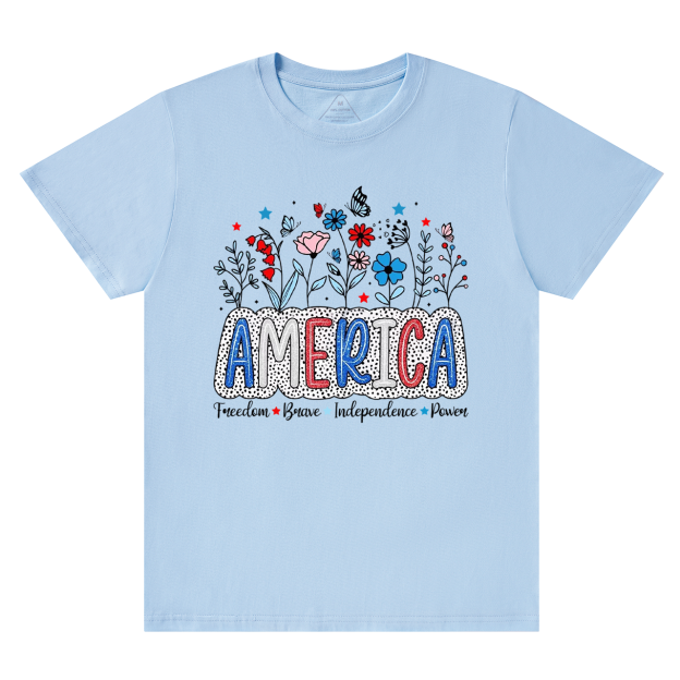 Floral Brushstroke USA Mama T-Shirts