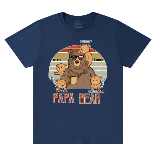 Personalized  Papa Bear And Kids Names T-Shirt 