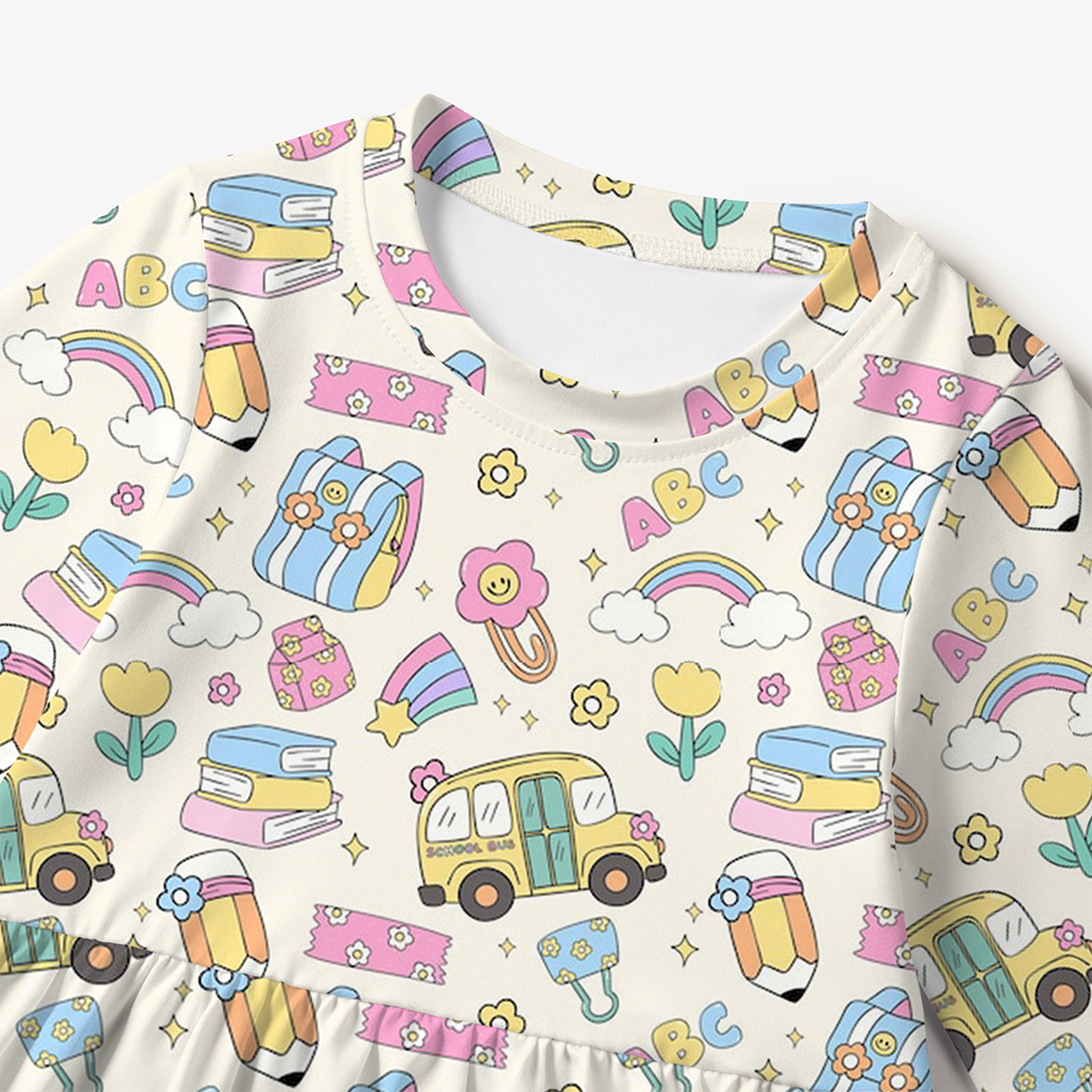 Rainbow School Bus All Over Print Kids Dress