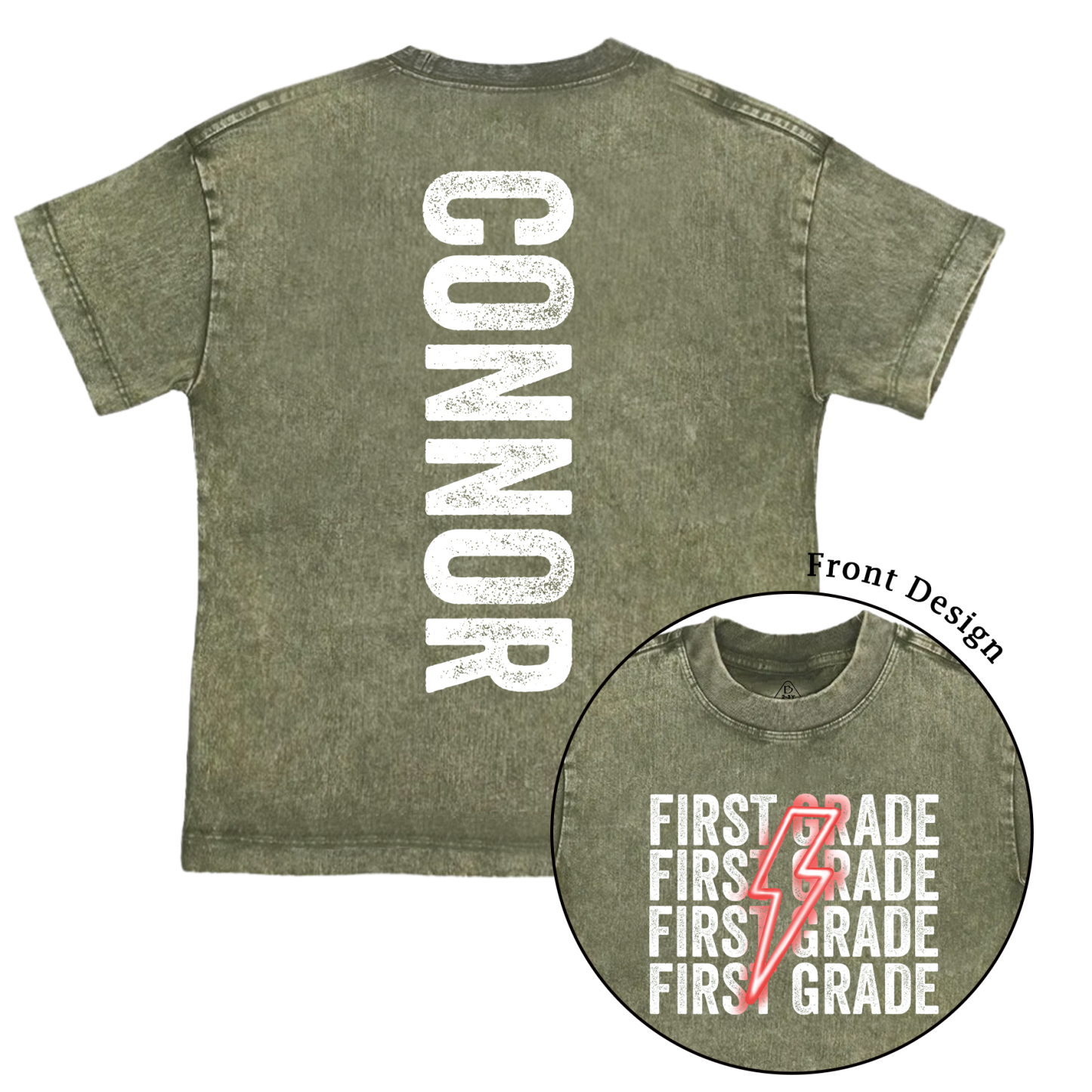 Personalized Lightning Kid Name Toddler&Kids Washed Tees