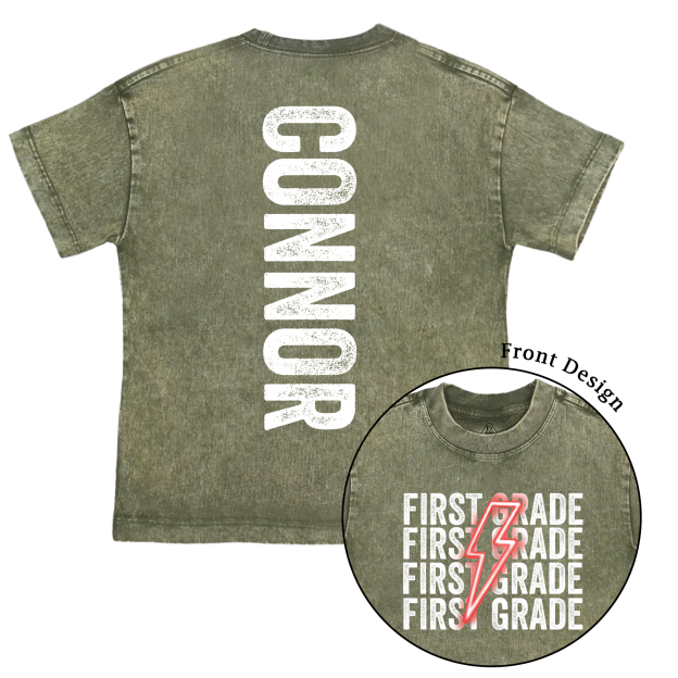 Personalized Lightning Kid Name Toddler&Kids Washed Tees