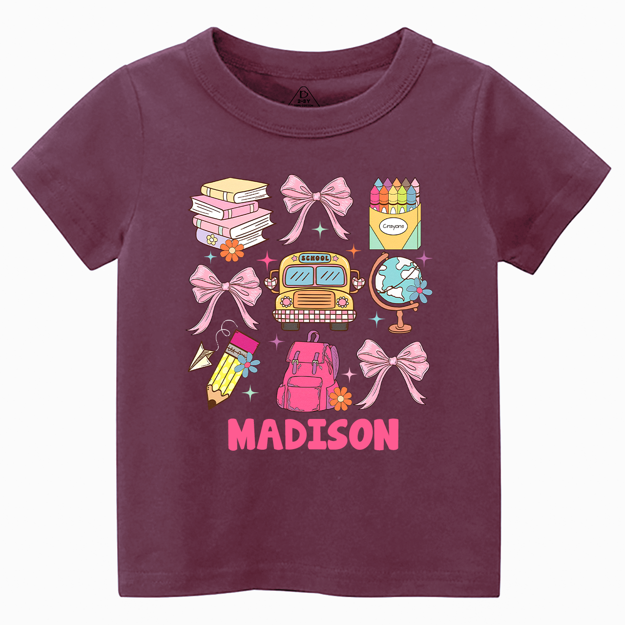 Bow Stationery Back To School Toddler&Kids Tees 
