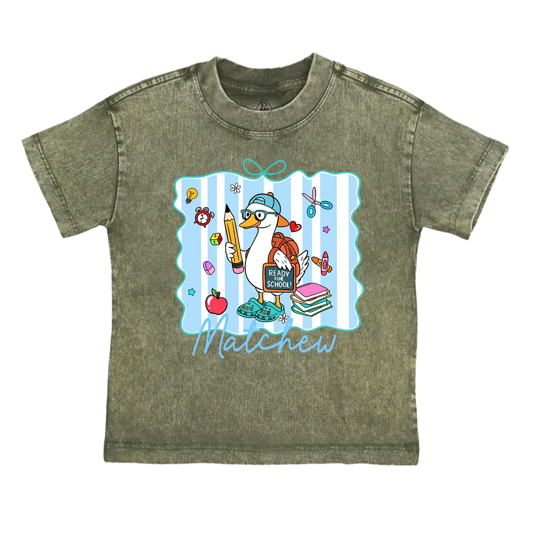 Personalized Boy Girl School Goose Toddler&Kids Washed Tees