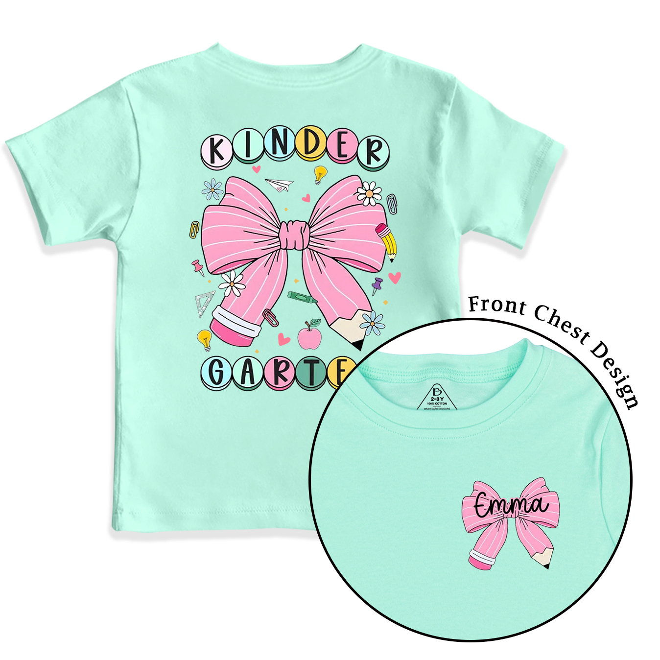 Personalized Back To School Bow Fireworks Toddler&Kid's Tees Beepumpkin 