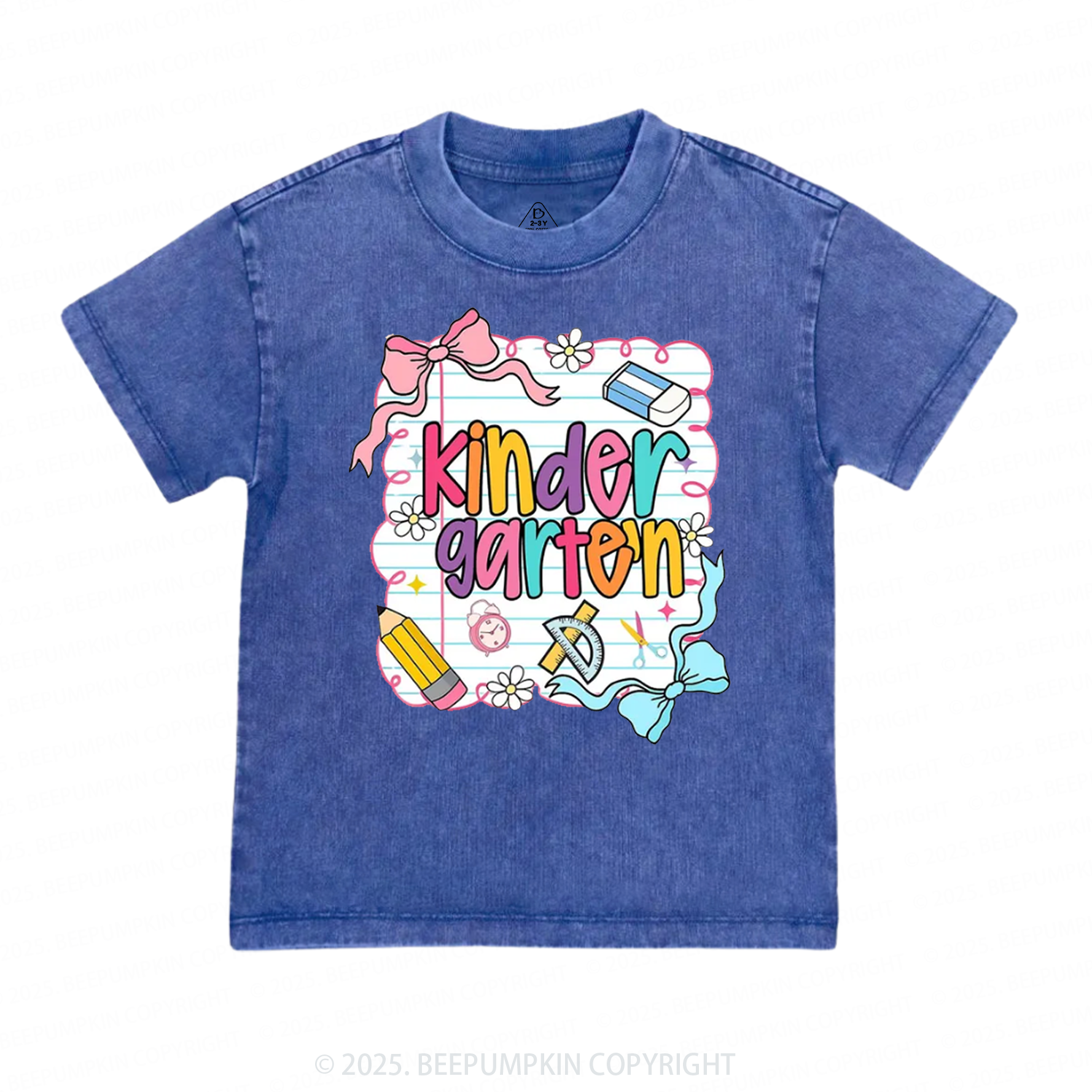 Personalized Back To School Bow Bundle Toddler&Kids Washed Tees