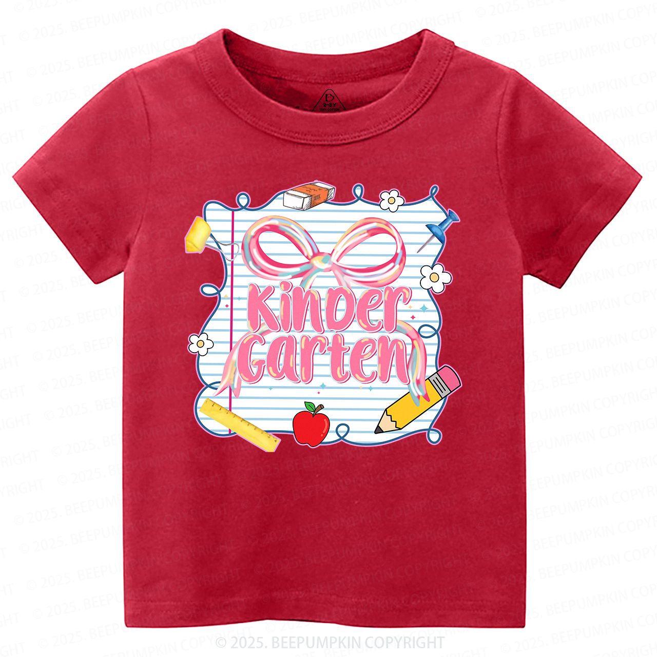 Personalized Preppy Pink Bow Toddler&Kid's Tees Beepumpkin 