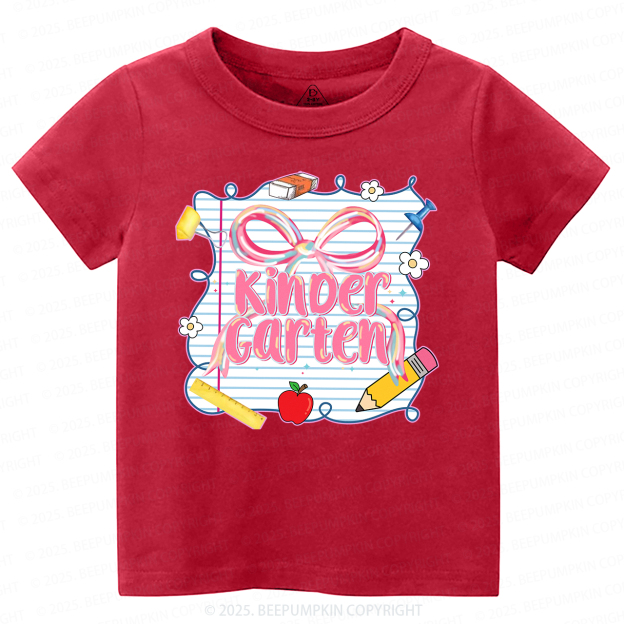 Personalized Preppy Pink Bow Toddler&Kid's Tees Beepumpkin 